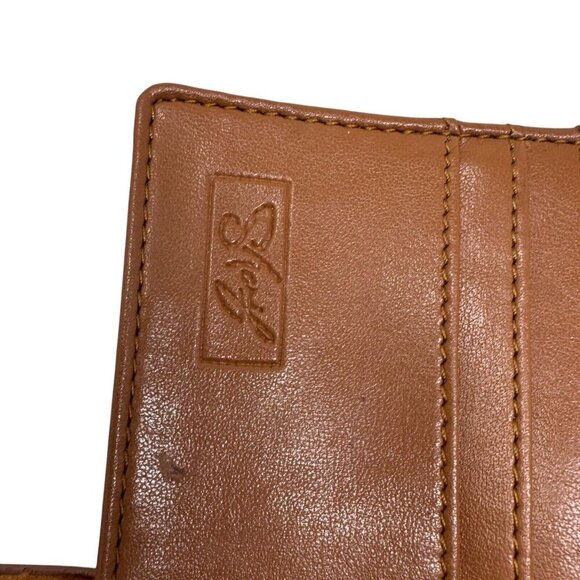 Sharif jeweled beaded print leather trifold wallet Vintage Artsy Brown multi - Picture 10 of 12